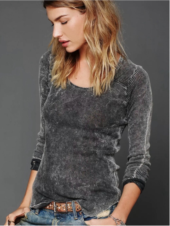 We The Free Sweaters - We The Free Women's Ribbed Scoop Neck Sweater - Charcoal size S
#53